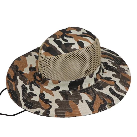 Mode Outdoor Breitkrempig Tarnmuster Fischerhut Bucket Boonie Hut Anti-UV Kappe