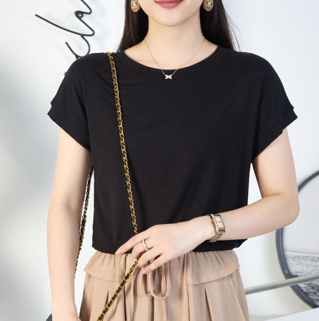 

Летняя однотонная женская футболка с рукавом «летучая мышь», белые футболки, повседневные женские футболки больших размеров, верхняя одежда с круглым вырезом, мягкая и удобная тонкая рубашка 3XL