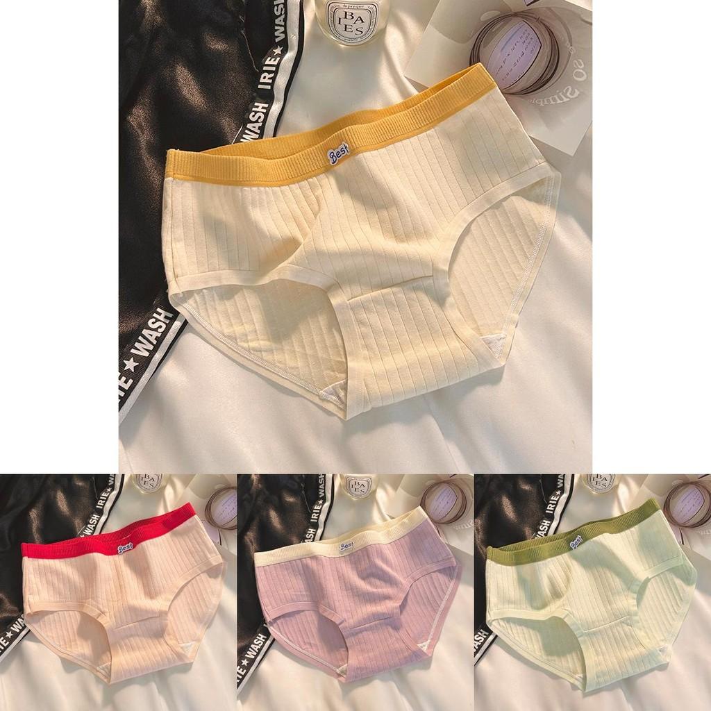 Stylish Breathable Cotton Women's Underwear Comfortable Mid Waist Triangle Panties In Various Colors For Young Girls