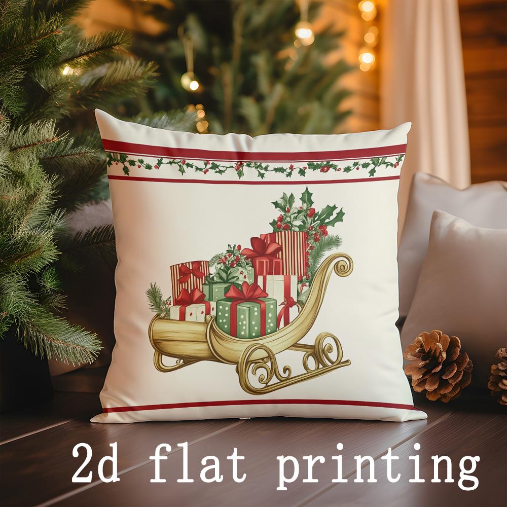 Home Decor Christmas-themed Cushion Covers with Santa & Deer Pattern Cushion Cover Suitable for Sofa Bedroom Car Pillow Cover