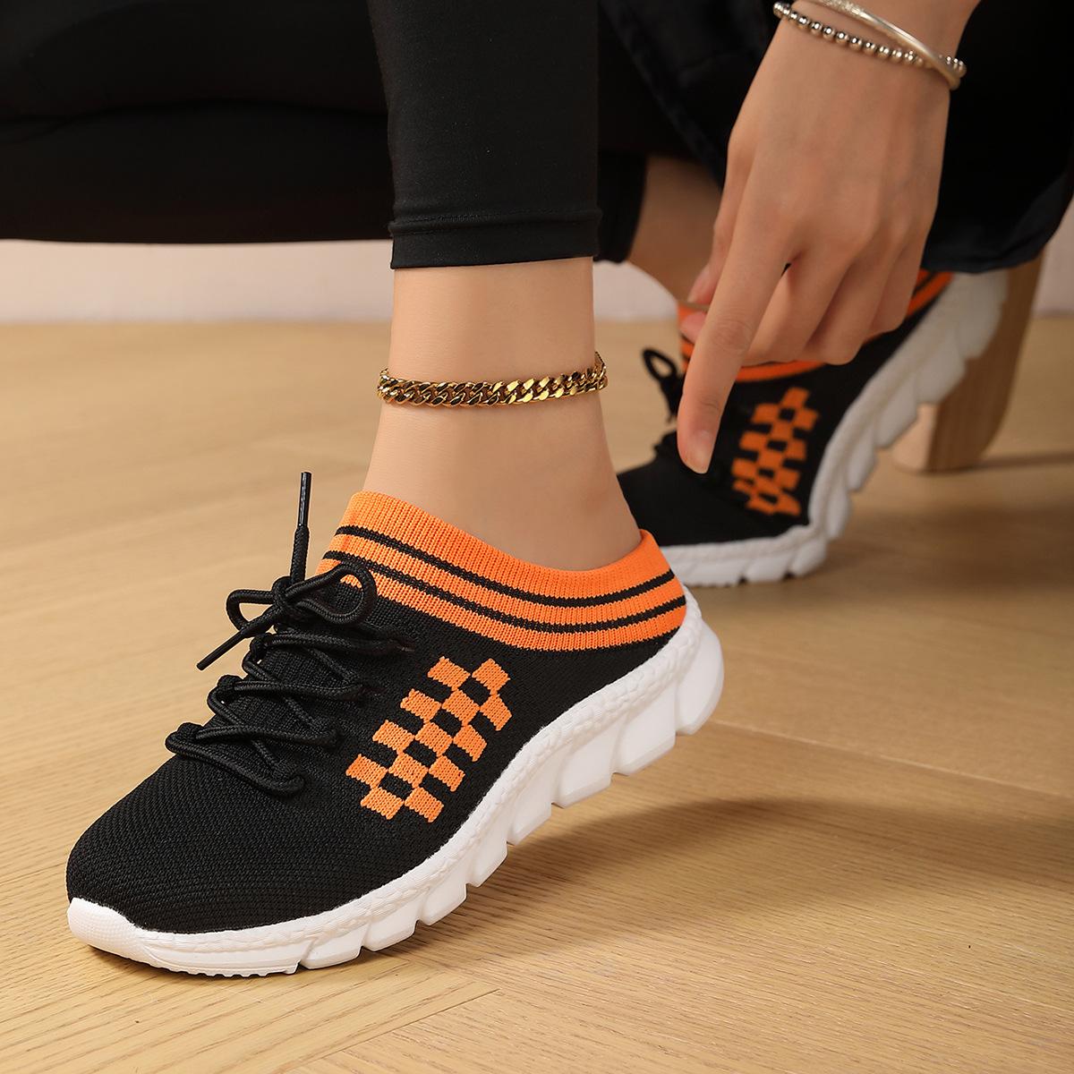 

Новые популярные женские туфли большого размера, полушлепанцы, повседневная обувь, мужская обувь, женская обувь, сумка на голову, летящая тканая легкая обувь 35