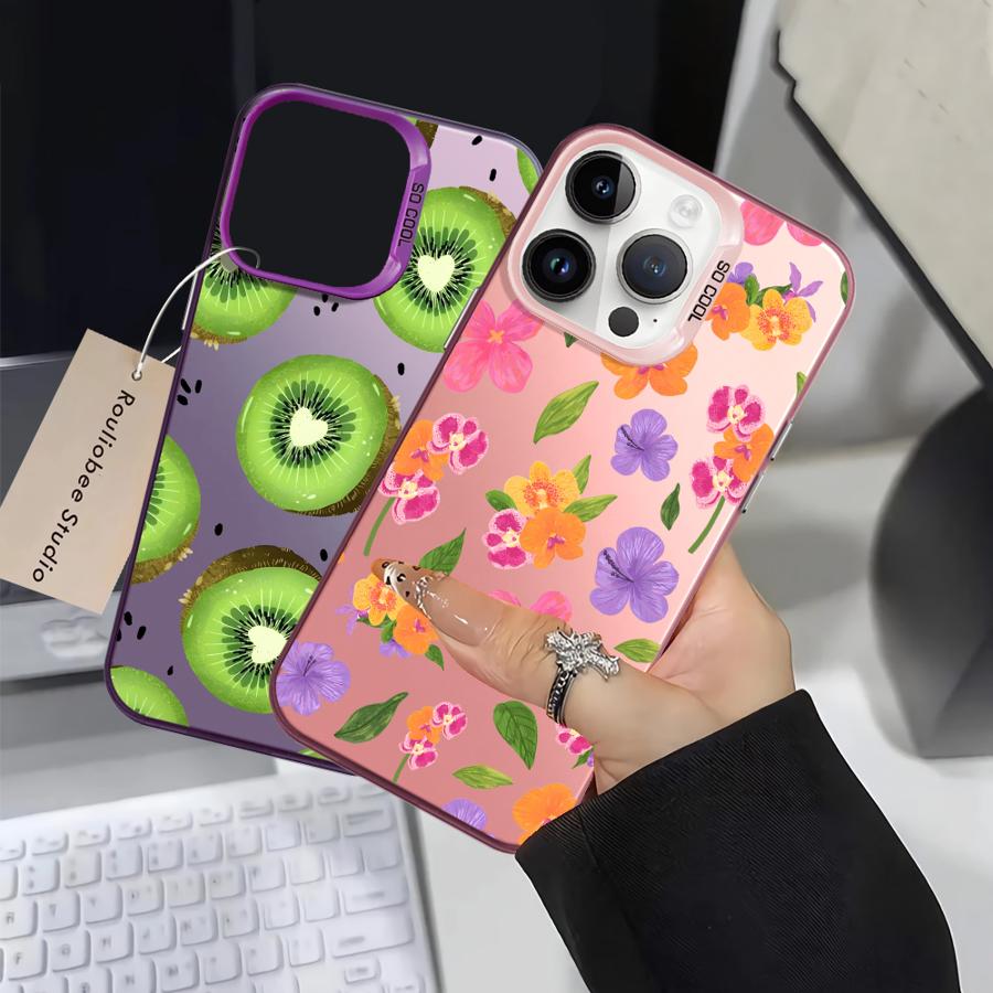 Case for iPhone 17 Pro Max 15 Plus Air 13 Pro 14 12 16 11 XR XS Back Phone Cover Fruit Flowers
