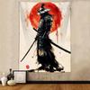 Japanese Retro Martial Arts Warrior Tapestry, Oriental Wall Hanging, Vintage Samurai Wall Decor for Bedroom Living Room