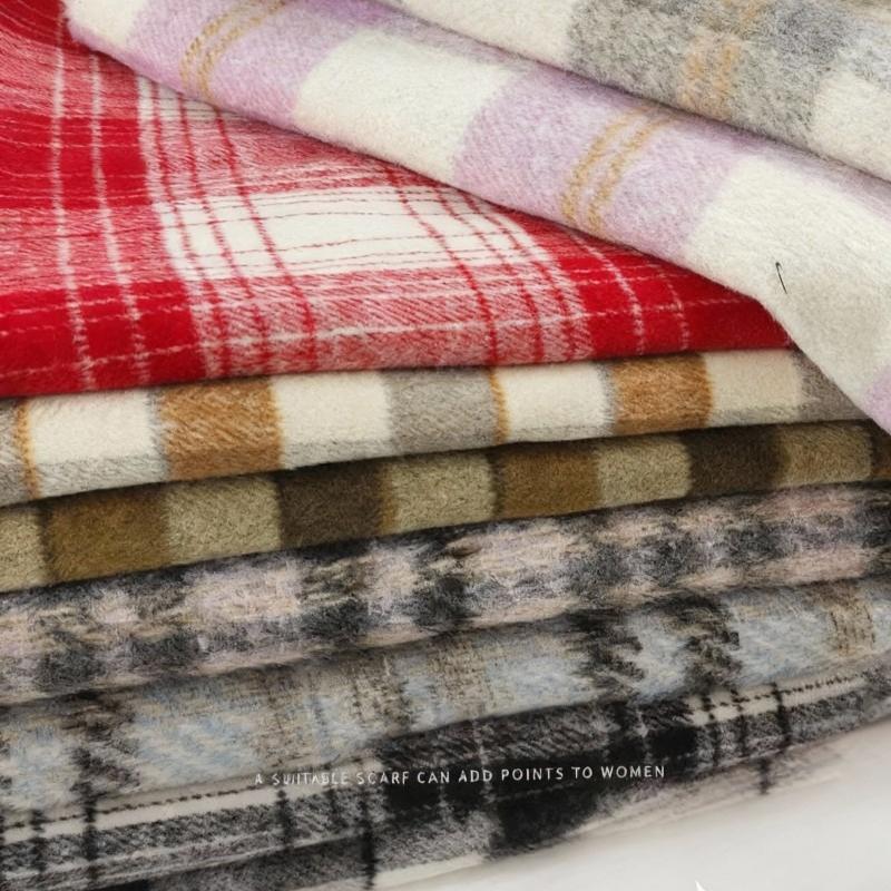 Thickened Brushed Checkered Fabric Fashion Versatile for Handmade Diy Sewing Clothing Skirts Winter Coat Jackets Pants Material