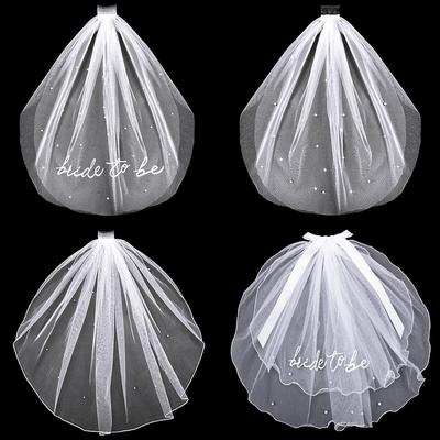 Double Layer Rhinestone Pearl Embroidered Wedding Veil with Edge Comb