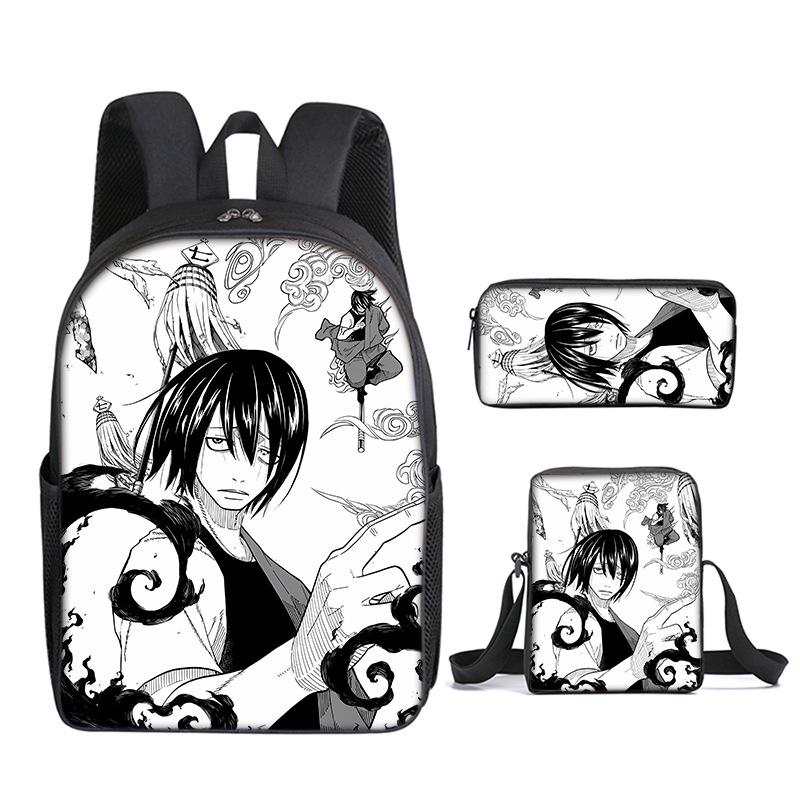 Classic Funny Fire Force season 3 3D Print 3pcs/Set pupil School Bags Laptop Daypack Backpack Inclined shoulder bag Pencil Case