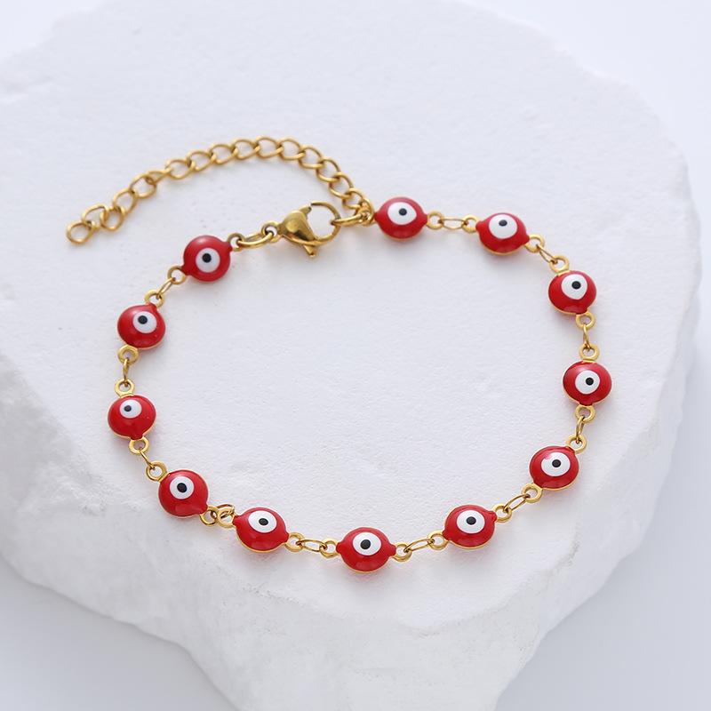 Multi Color Drip Oil Evil Eye Bracelets for Women Dopamine Stainless Steel Charm Bracelet Luxury Jewelry Friends Gift