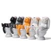 5 Stück Katze sitzt auf Toilette Statuen Mini Toilettenkatzenfiguren Desktop-Ornamente Heimdekor Cartoon