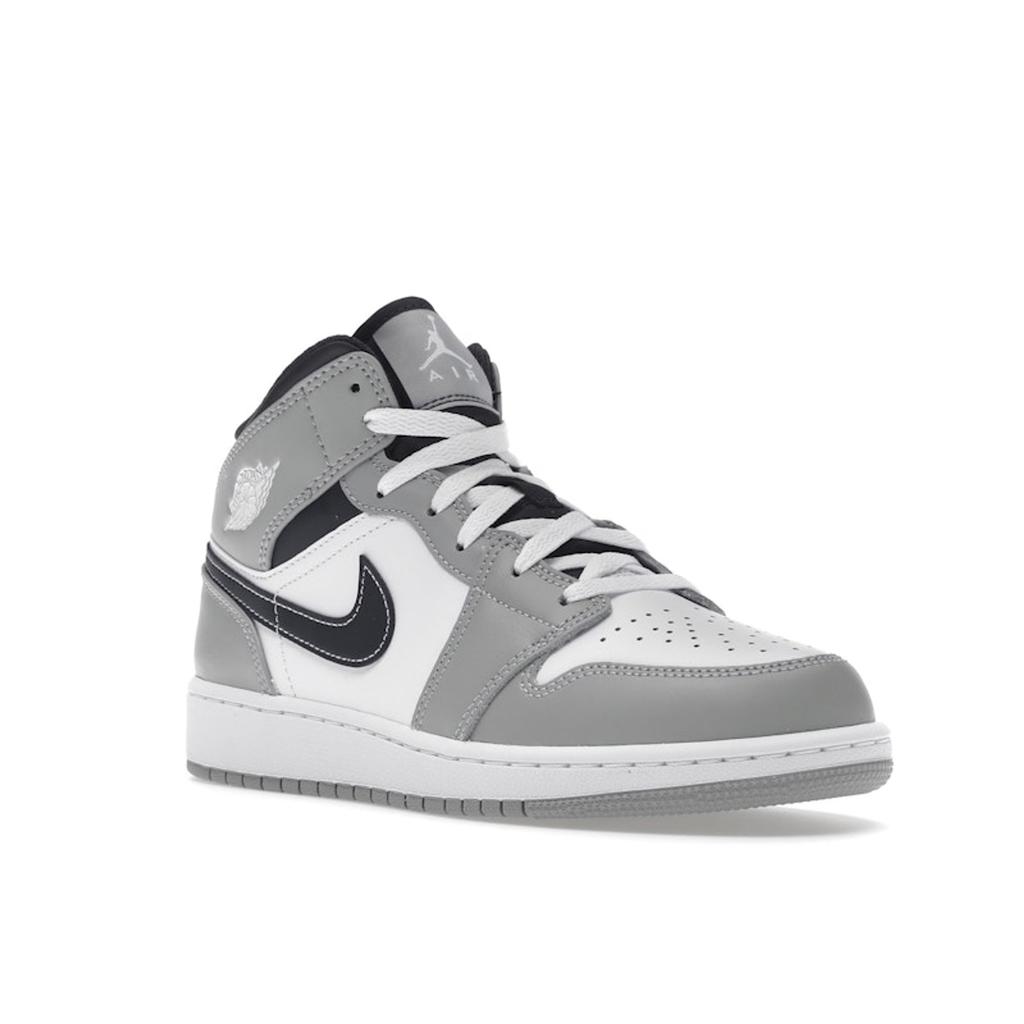 Air Jordan 1 Mid GS Light Smoke Grey Kids Sneakers White Anthracite 554725-078