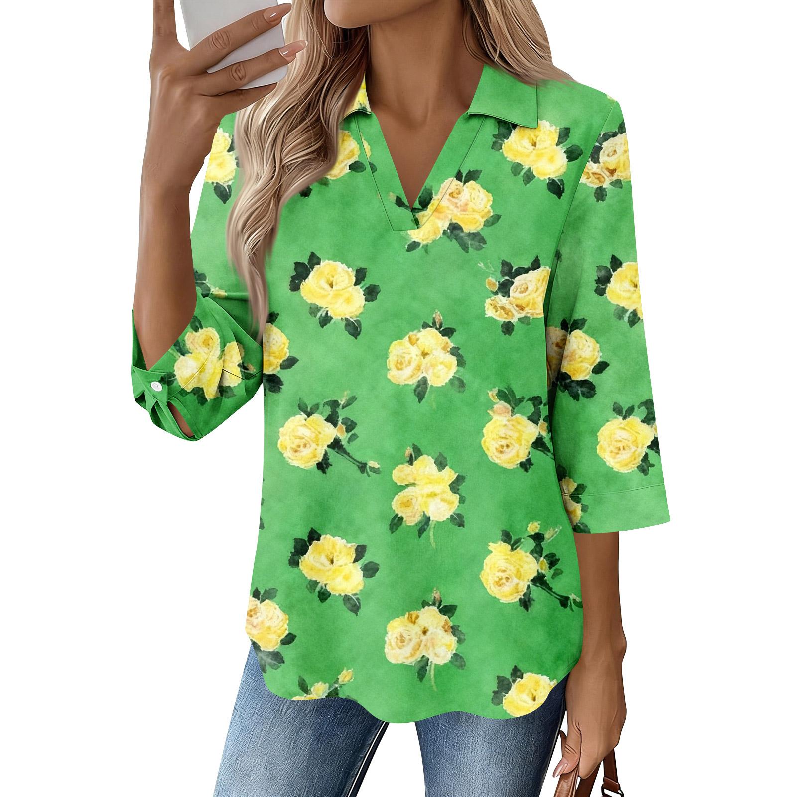 

Женские футболки с рукавом 3/4, футболки с графикой, повседневные базовые топы, пуловеры XL зелёный