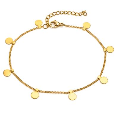 Bracelet de cheville à disque pour femme, Cheville à pièce Chaîne en acier inoxydable Réglable, Bijou de cheville d'été pour la plage