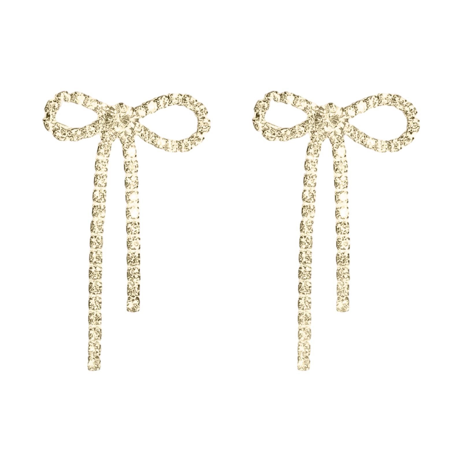 

Bowknot Earrings Rhinestones 4.4x2.7cm Gold/Silver Elegant Long Fashionable for Weddings and Parties Bridal Accessories