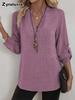 Spring/Summer Imported New Style Women's Shirt Casual Loose Oversized V-Neck Solid Color Blouse
