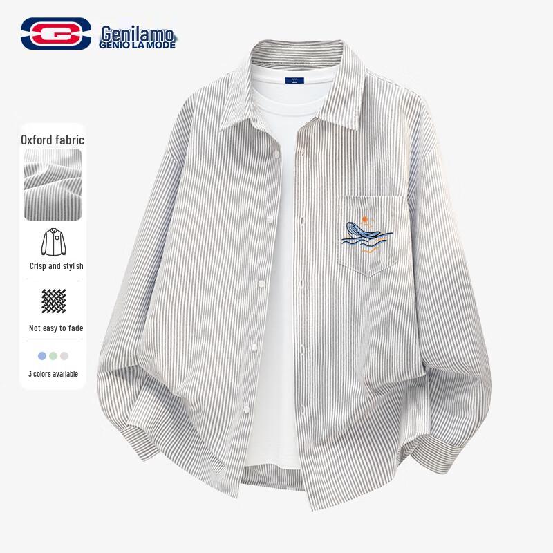 GENIOLAMODE Men s Casual Oxford Long-Sleeve Shirt 2XL