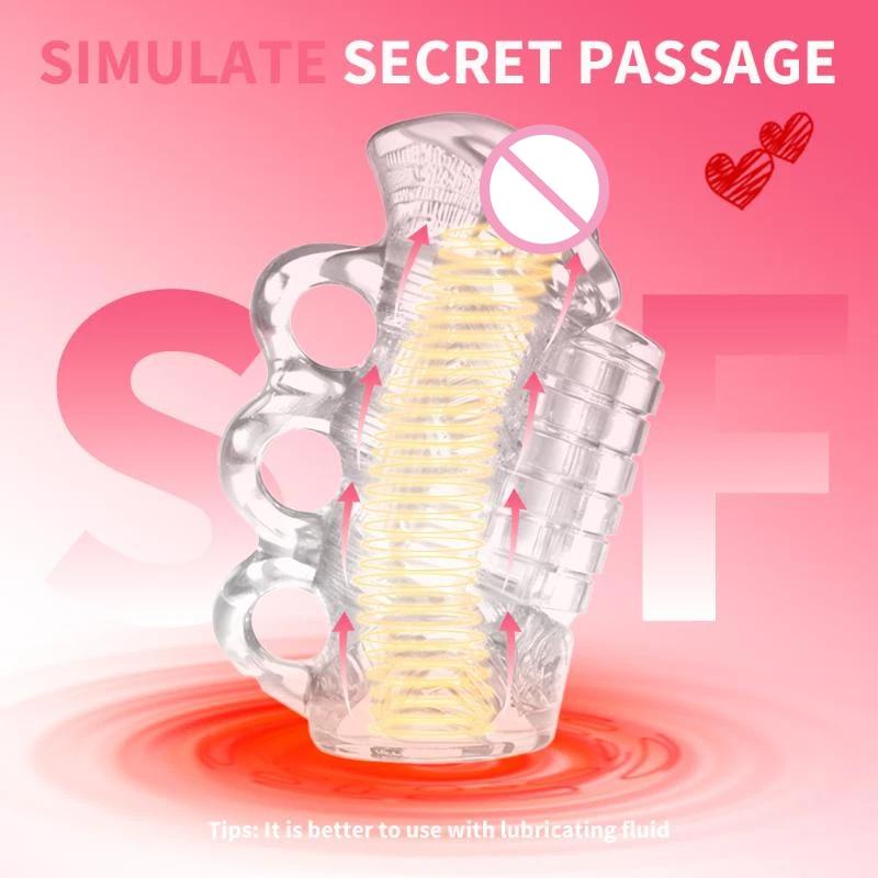 1Pcs Open-Ended Pocket Pussy Blowjob Glans Trainer Penis Sleeve Manual Male Masturbator Ejaculation Delay Simulation Sex Toy