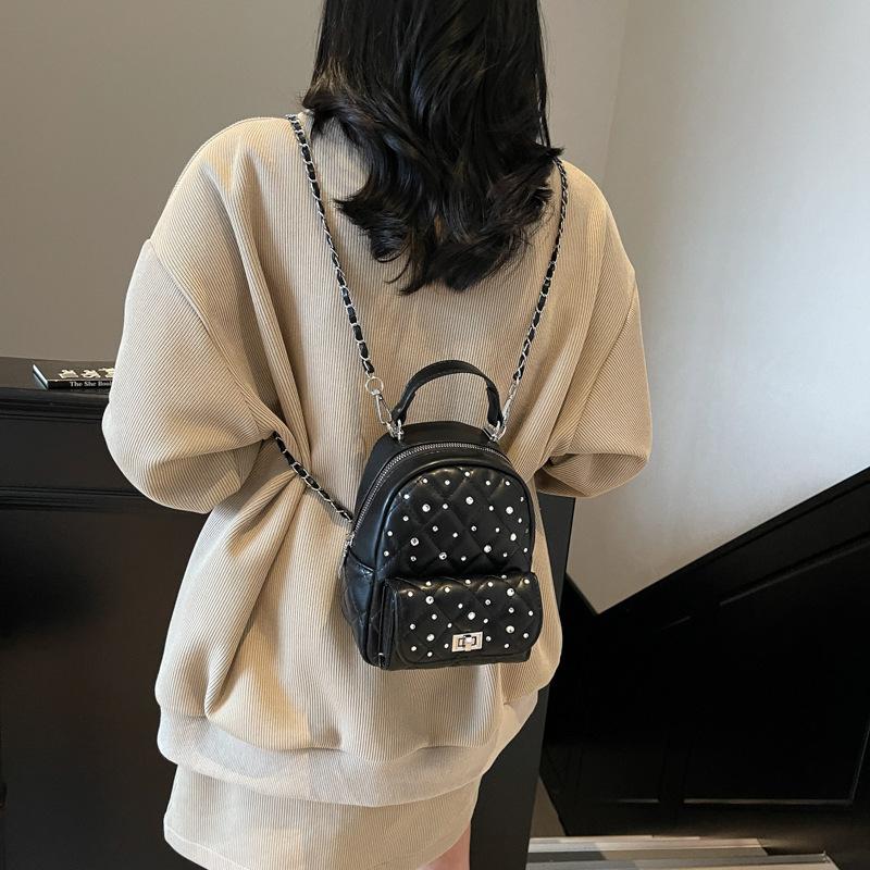 Rhombus Embroidery Thread Gypsy Star Fashion Versatile Trend Simple Small Bag High Sense Niche Design Portable Backpack Bag