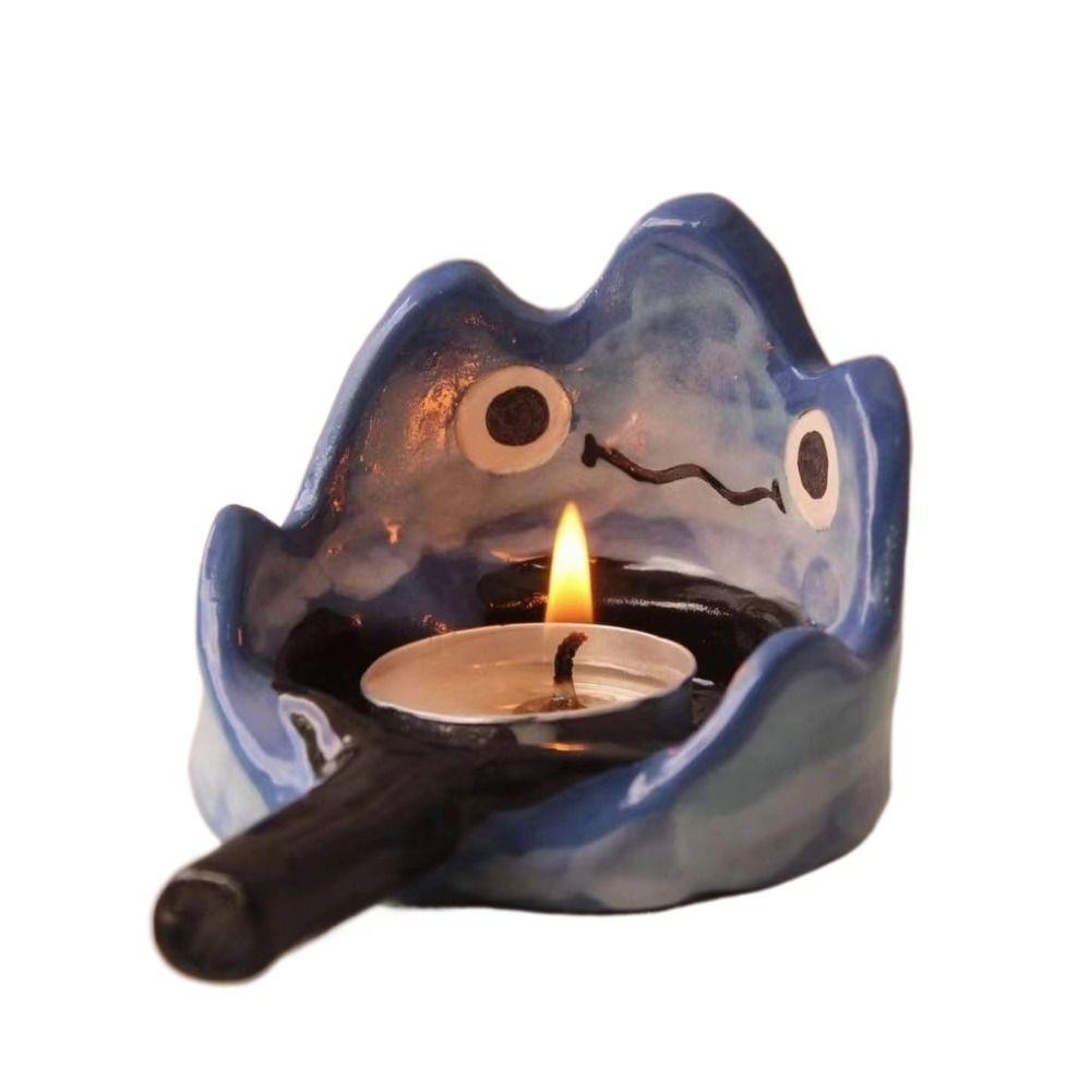 Calcifer Candlestick Flame Resin Craft Desktop Aromatherapy Candlestick Base Livingroom Decoration Home Ornament
