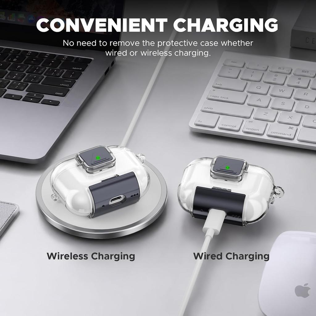 Double Security Lock for AirPods Pro 3 Case with Phone Stand, Anti-Scratch Shockproof Protective Case Cover Compatible with Airpods Pro 3 with