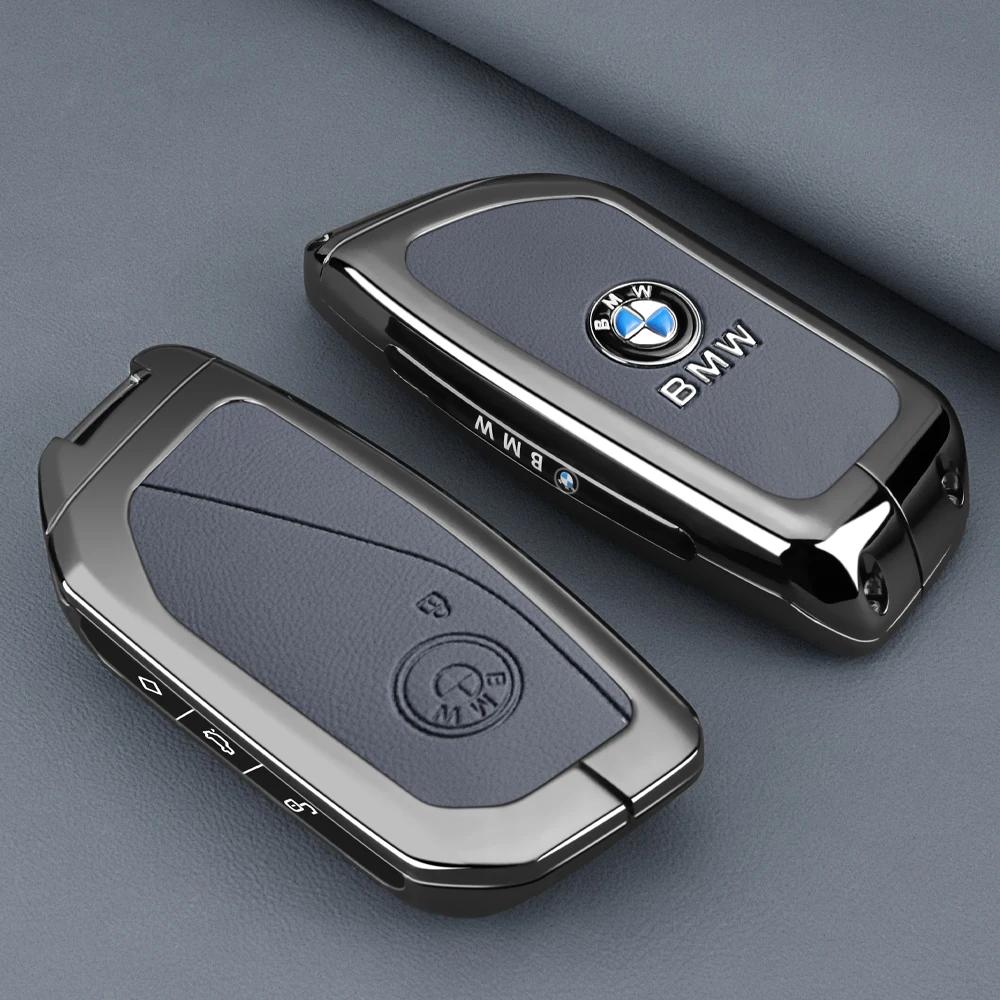 Car Sticker Hot 2025 Zinc Alloy Leather Car Key Case Cover Shell For BMW Series 7 735i 740Li X7 X1 U11 2023 I7 G07 LCI XM Remote