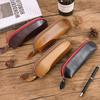 Vintage Leather Pencil Bag Simple Stationery Hoder Pen Case Storage Bag Zipper Pencil Pouch Glasses Box School Supplies