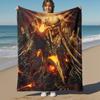 1pc Elven Queen, Fire, Magic  - Throw Blanket, Soft, Flannel Blankets, Living Room,  All Seasons Use-1021014