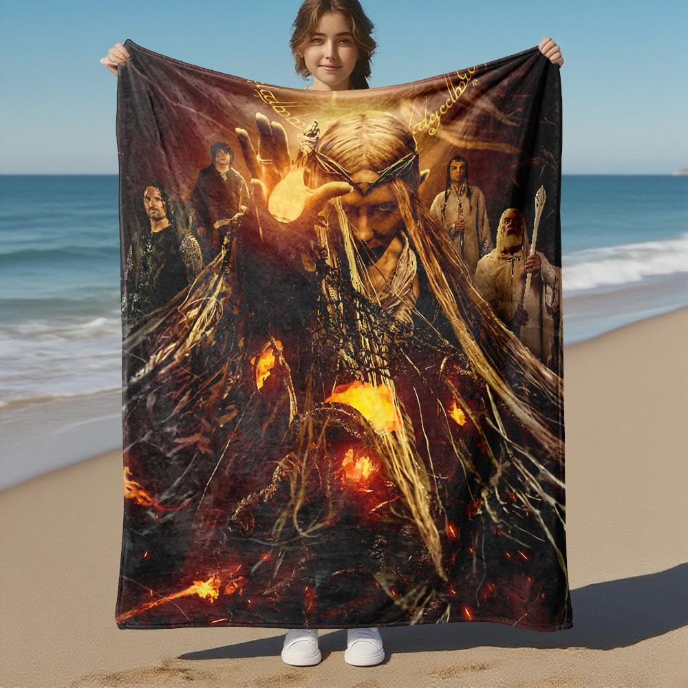 1pc Elven Queen, Fire, Magic - Throw Blanket, Soft, Flannel Blankets, Living Room, All Seasons Use-1021014