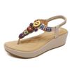 Women Ethnic Style Sandals Bohemian Retro Beaded Sandals Slope Heel Comfortable Large Size Beach Sandals Summer Shoes