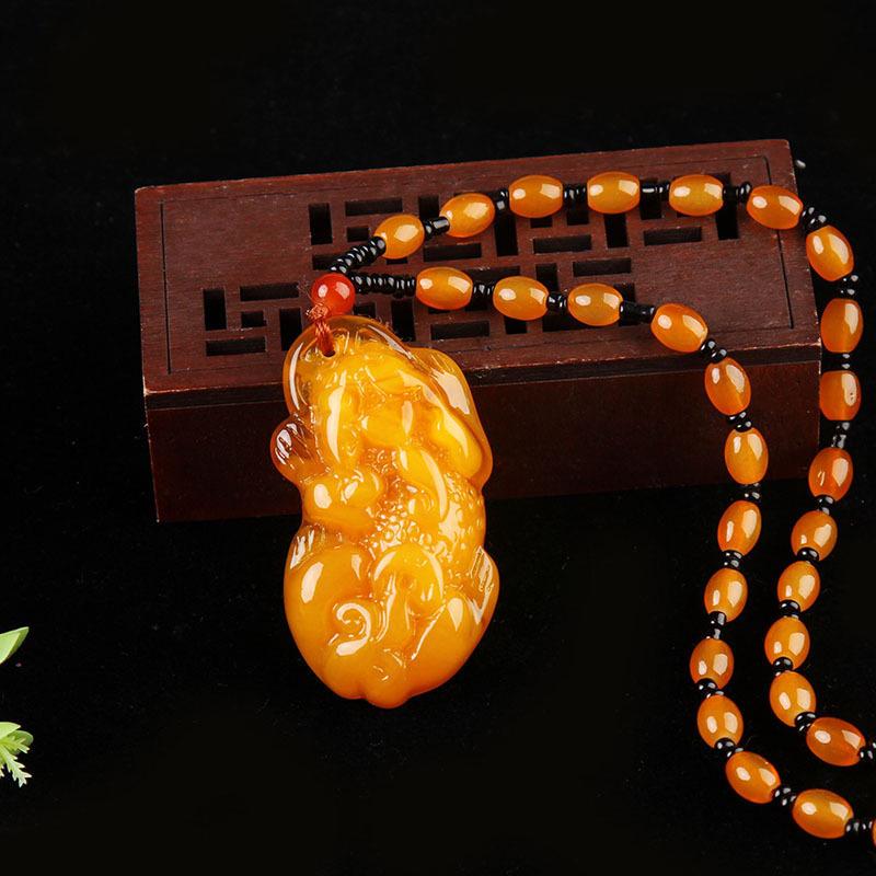 Vielseitige gelbe Bernstein Honigwachs Anhänger Halskette