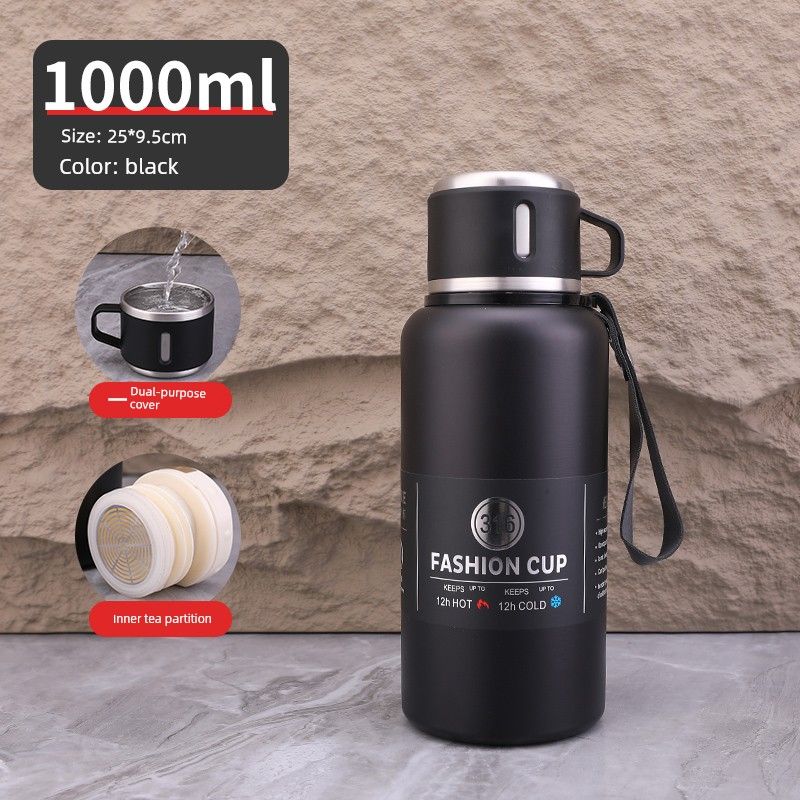 Large-Capacity Thermos Cup for Car Use, 316 Stainless Steel Water Cup for Men, Outdoor Portable Sports Thermos, Student Cup 1L
