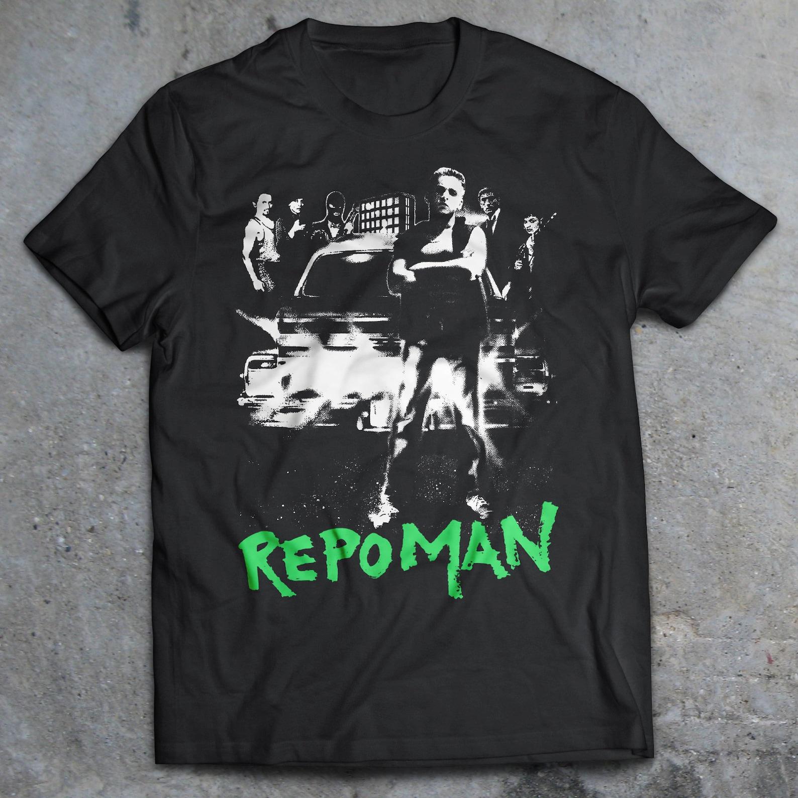 Repo Man 1984 Cult Punk Movie T-Shirt, 80s Punk Movie shirt, Suburbia, SLC Punk, Sid & Nancy, Fabulous Stains, Breaking Glass, Circle Jerks L