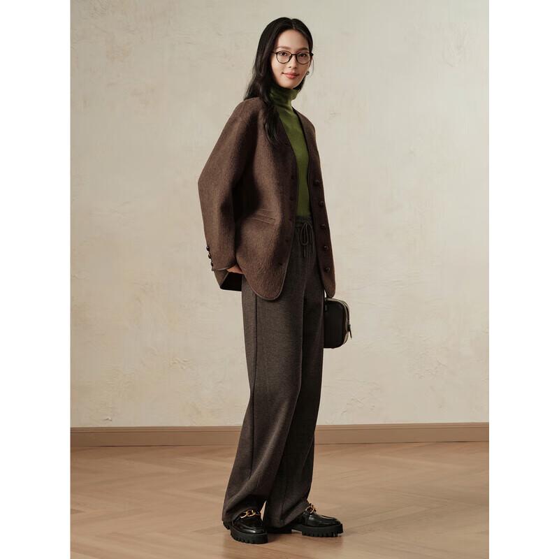 JOOOYS Wool-Blend Cozy Straight-Leg Trousers