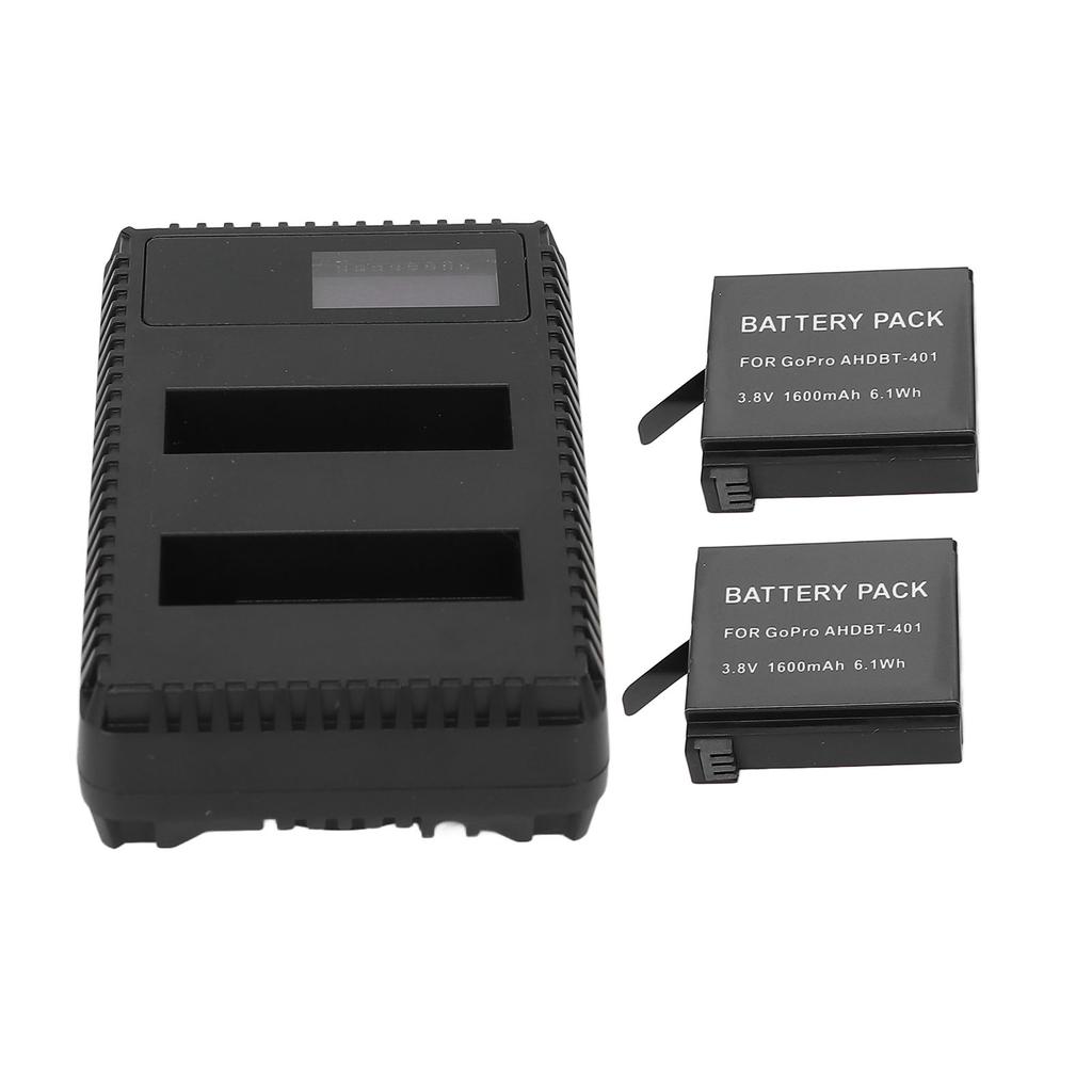 Camera Battery Charger Dual Slot LCD Display Safe USB Battery Charging Station for Hero 4