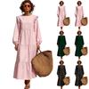 Women's Casual Long Sleeve Round Neck Loose Fit Color Dress for Everyday Wear