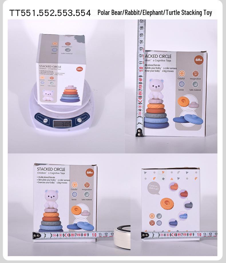 Kleinkind Früherziehung Regenbogen Stapel- & Quietschring Beißring Spielzeug