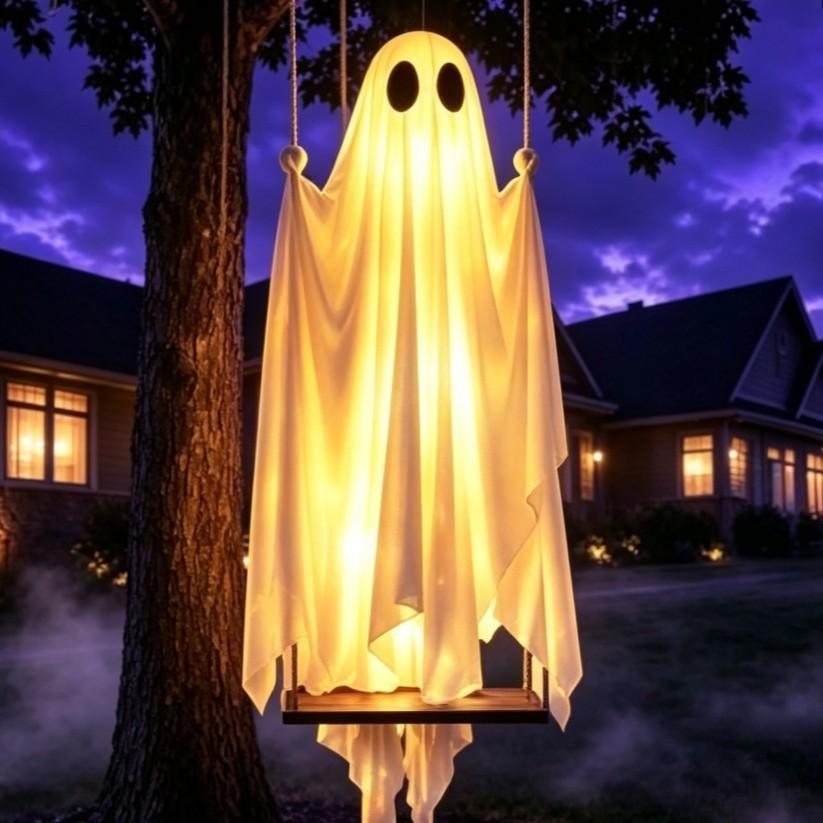Halloween Geist Hängende Schaukel Dekoration Mit Fernbedienung LED-Lichtern Für Außenbereich Garten Und Hof