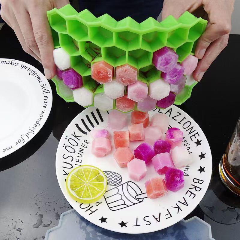Wabenförmige Silikon-Eiswürfelform - Einfaches Entnehmen & Schnelles Gefrieren für den Hausgebrauch.