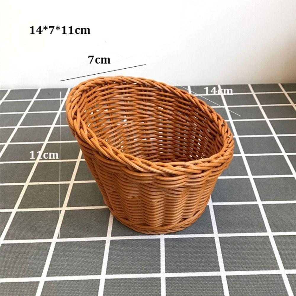 Mehrere Stile Imitation Rattan Obstteller Retro Gewebt Mehrzweck Aufbewahrung Rattan Gewebt Tee Tablett Kreatives Haus Süßigkeitenverpackung