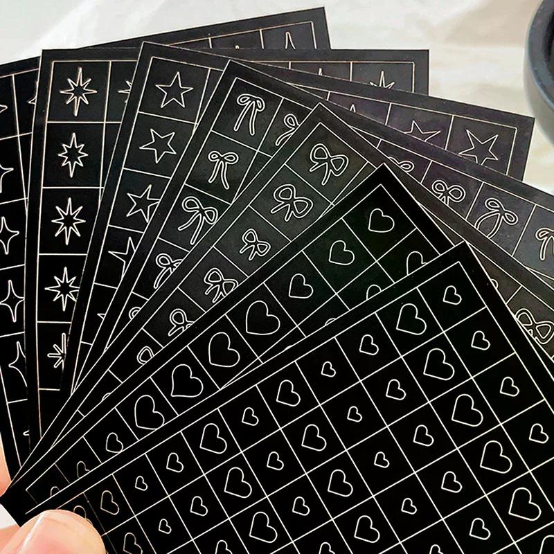 Airbrush Stencil For Nails Heart Bow Stars Pattern Hollow Nail Sticker Templates For French Manicure Tips Nail Design