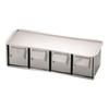 TKG Endo Shoji Commercial Hand-Pull Spice Container 4-Compartment Stainless Steel Kitchen Seasoning Organizer AYK18004 Made In Japan