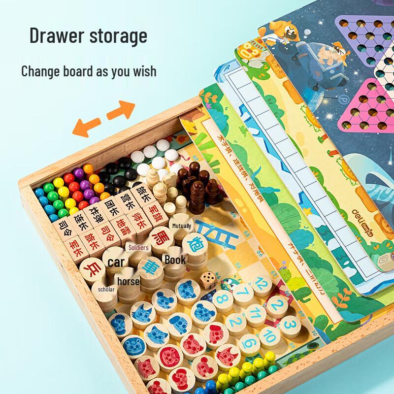Deli Wooden 28-in-1 Board Game Set