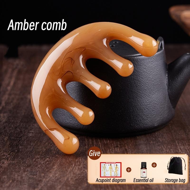 Five-Tooth Round Head Meridian Comb Scalp Relaxation Tool Balancing Oils Healthy Head Therapy Scraping Massaging Comb