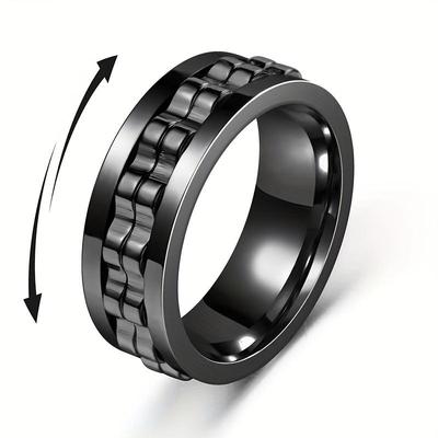 1pc Fashion Punk Gear Anxiety Fidget Rotating Ring, Stainless Steel Rings For Men, Wedding Party Jewelry
