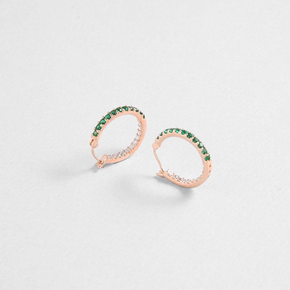 [Judy And Paul] Azuh Emerald Green Crystal Hoop Earrings E51689