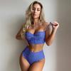 Women Sexy Plaid High Waisted Two Piece Split Bikini Swimsuit For Beach Swimming