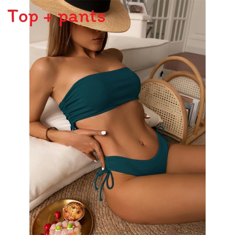 Bikini Swimsuit Women With Polyester Fabric And Seamless Design For Beach Vacation