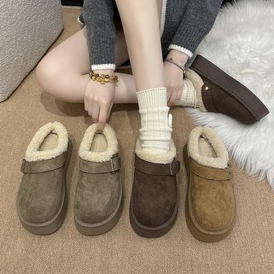 Gruboszelowa torba na odzież wierzchnią głowa Boken wełniane kapcie damskie 2025 jesień i zima nowa lekka matowa skóra wełna jagnięca jednosłowne klapki