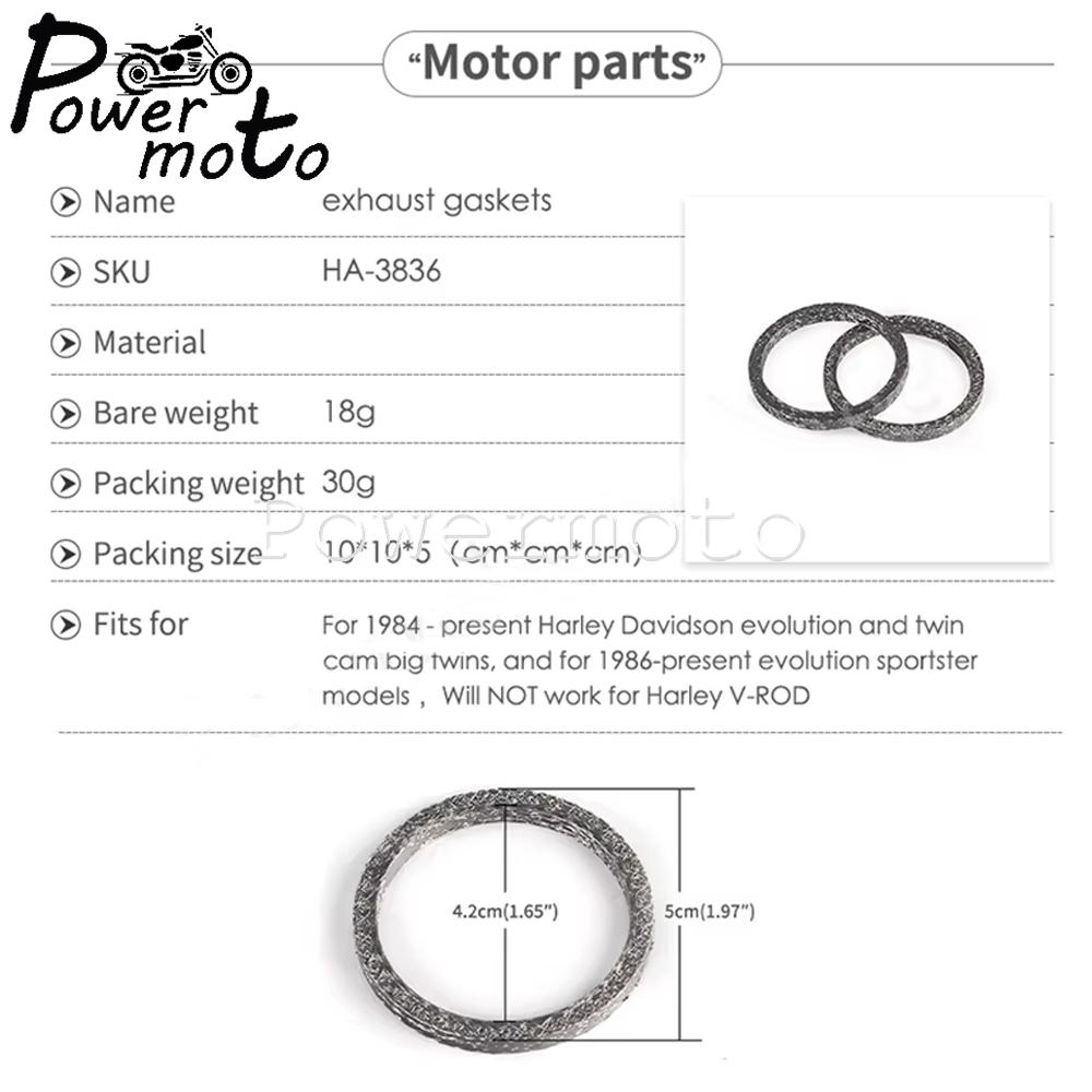Motorcycle Exhaust Port Gaskets For Harley Big Twin Sportster 883 1200 FLHR FLHS Exhaust Pipe Header Gasket Kits Sealing O-Ring