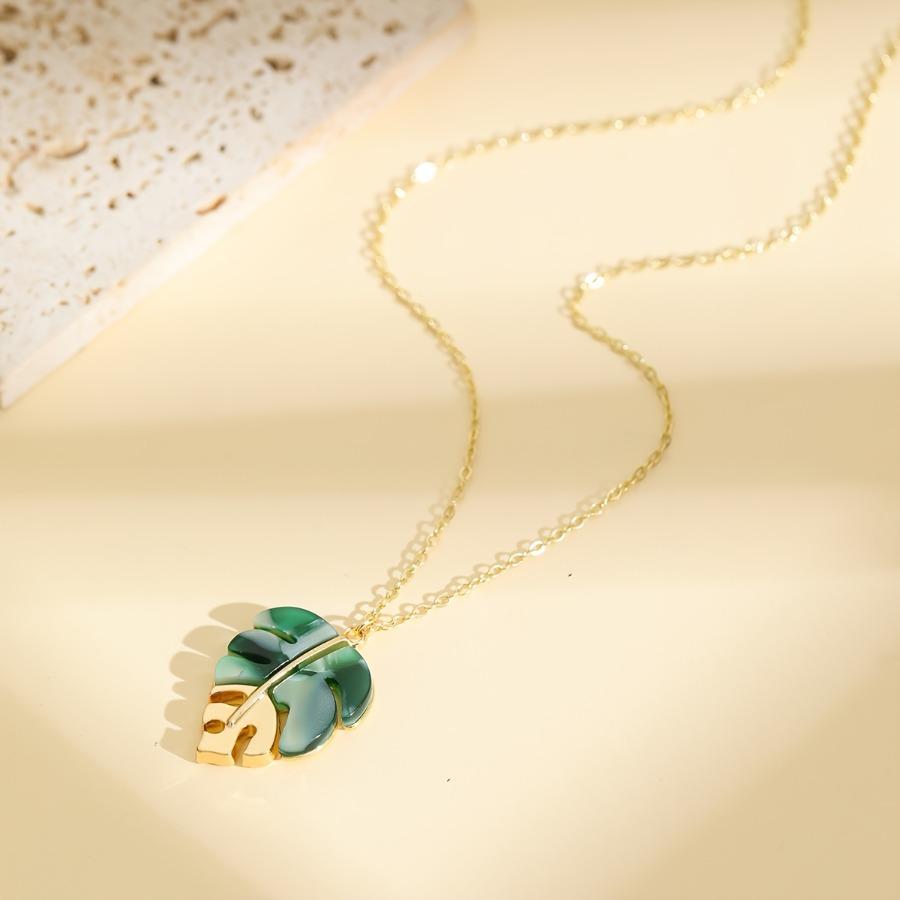 Bohemian Pendant Necklace, Elegant and Graceful, Irregular Leaf Patchwork Fashion, Suitable for Women's Daily Wear or Casual Vacation, 1pc