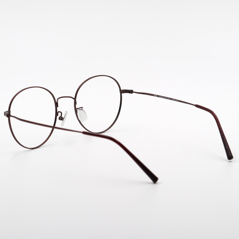 Alloaiweeo [Alo Basic] Al8204 1616M Semi-Oversized Round Brown Metal Glasses