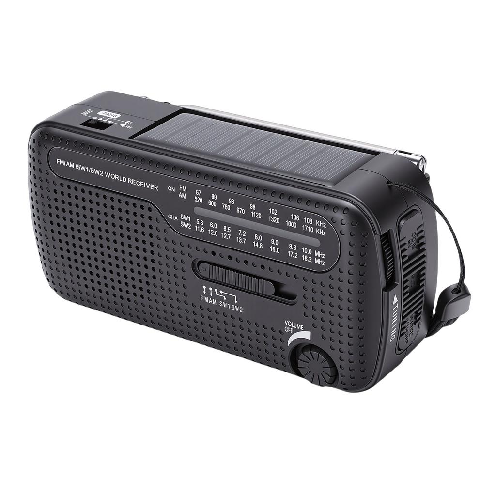 Portable Solar Radio NOAA Weather Hand Crank AM FM Shortwave Emergency Radio with LED Flashlight
